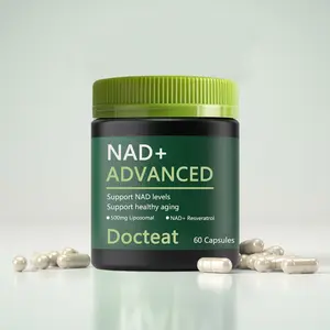 Docteat NAD+ Advanced Cellular Renewal Complex with Liposomal NAD+ Resveratrol CoQ10 & Green Tea Extract 60 Capsules for Women & Men Anti-Aging Energy Focus Support