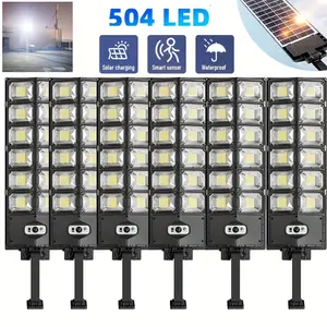 6 Pack 504 LED Solar Street Lights, Super Bright 6500K Daylight, Dusk to Dawn Motion Sensor Energy Saving Lamp with Adjustable Bracket, Easy to Install for Home Decor, Yard, Garage, Front Door & Pathway