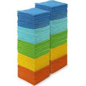 Microfiber cleaning cloths 100pk soft absorbent rags for cleaning lint free towels kitchen towels microfiber dusting cloth for home car window cleaning supplies