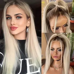 Stunning Purple Hair Synthetic Lace Front Wigs 26 Inch Pre Plucked Long Straight Hair Wigs 13X4 HD Lace Wigs Glueless Dark Purple Colored Wigs Heat