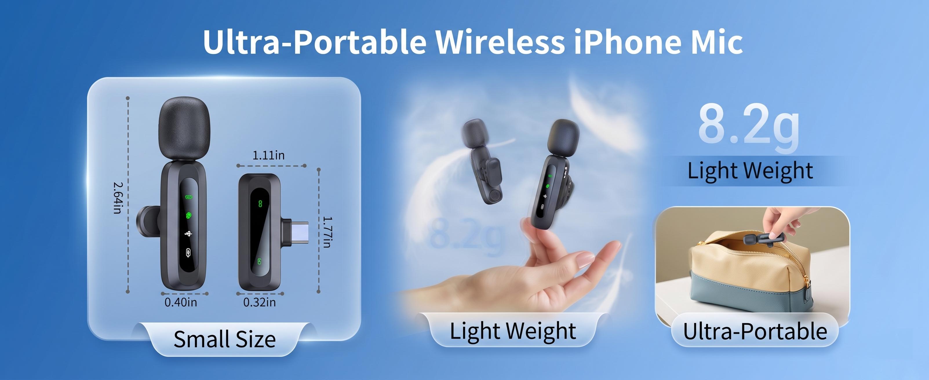 HITOZON Professional Wireless Lavalier microphone for iPhone,Android phone,Wireless Microphone Plug-Play,Lapel Mic for Video Recording,Teaching, interviews,Podcast,Cordless Omnidirectional Condenser Recording Mic for TikTok,YouTube,Vlog