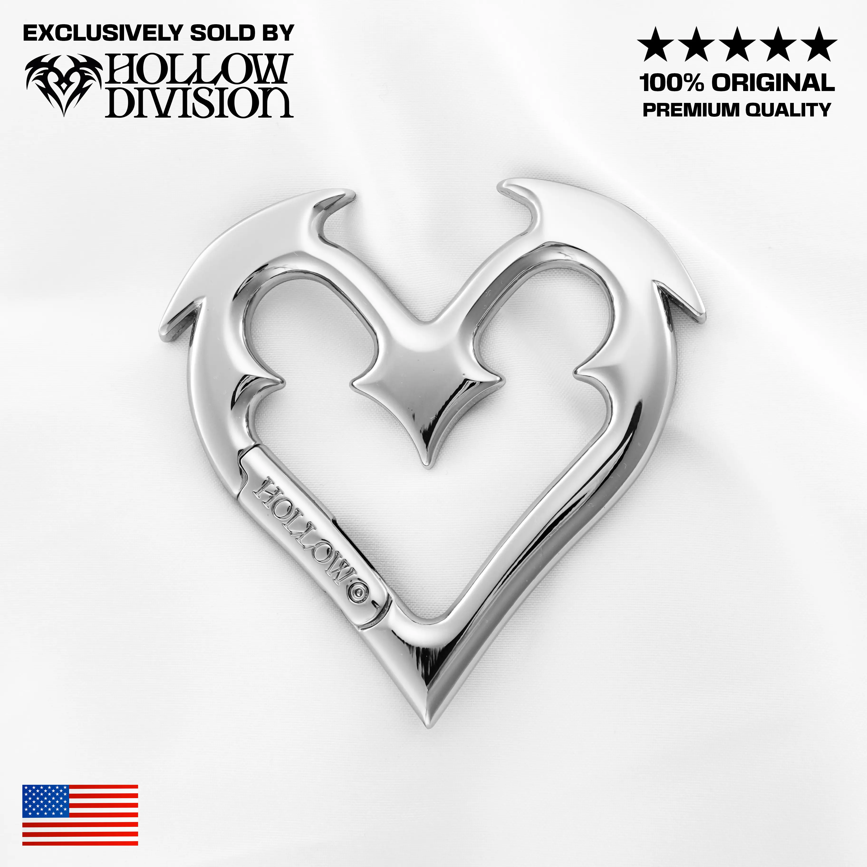 Hollow Heartbreaker Carabiner - Original Gothic Heart Metal Keychain, Heavy Duty, Bold Design, Zinc Alloy, Perfect for Keys, Bags & Kingdom Fashion Accessories