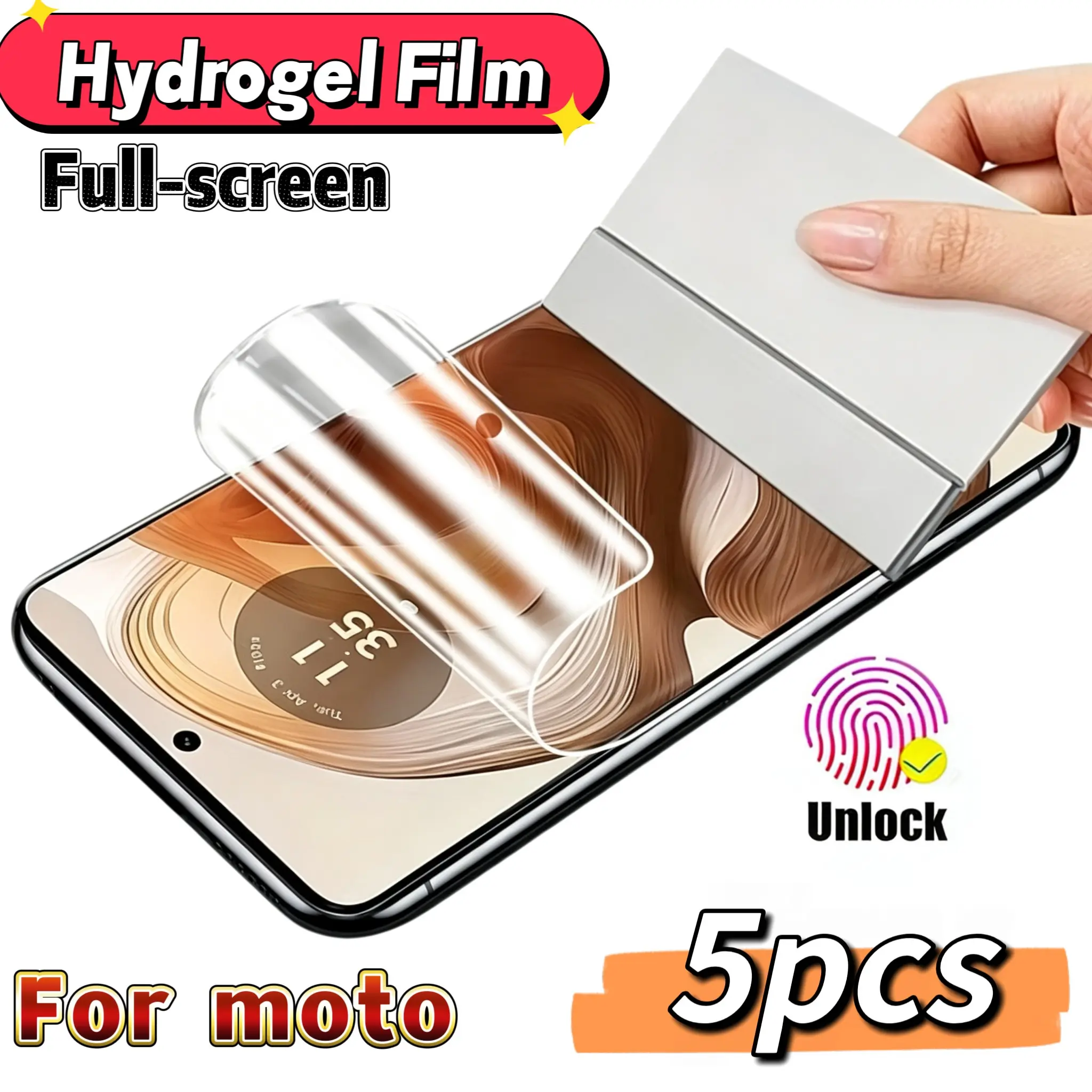 5pcs Ultra-Thin HD Water Gel Screen Protector for Moto Edge, Compatible with Various Models, Anti-Scratch, Waterproof, Pet Material