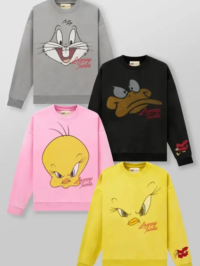 Youngla Looney Tunes Face Crewneck Sweatshirt – Vintage Cartoon Graphic Pullover, Y2K Hip Hop Streetwear Sweatshirt for Men Women, Retro Casual Fashion Top, Fall Winter Outfit, Birthday Christmas Gift