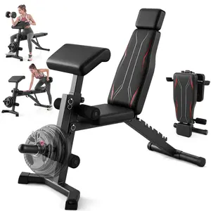 OPPSDECOR Adjustable Weight Bench with Leg Extension and Leg Curl, Foldable Workout Bench with Preacher Curl Pad for Home Gym, 10-Positions Incline Decline Bench Press, 800LBS Capacity Full Body Strength Training Bench,SummerWins