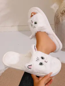 Cute Cat Ear Plush Slippers, Soft Fur Shoe Face, Non-Slip Sole, Comfortable for Women & Girls, All-Season Home Wear, Fluffy Home Slippers, Fuzzy House Slippers, Indoor Slippers, Soft Fluffy Footwear