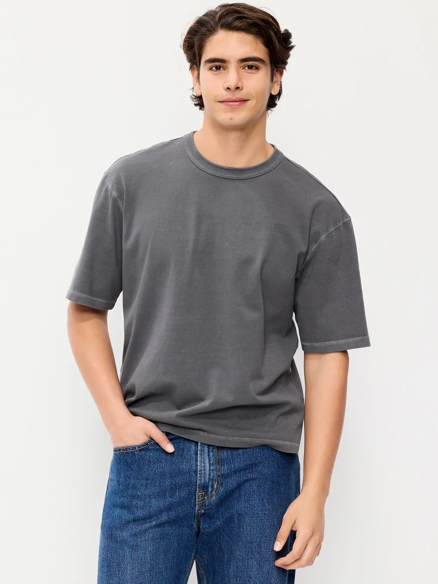 Old Navy Men's Garment-Dyed Heavyweight Cropped T-Shirt