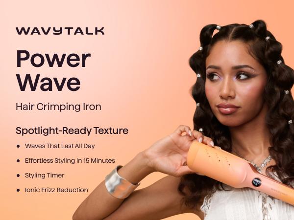 Wavytalk Power Wave Main Stage Waves  Festival Bundle, Curling Iron Hair Crimper Waver, Ventilation Design for Less Damage, Ionic Reduces Frizz, Effortless-Waver, Festival-ready merch