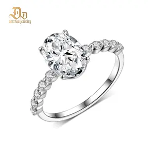 Delzzad 2.7ct Elegant Written in the Stars Engagement Wedding Ring Oval Cut Synthetic Moissanite Ring Copper Band Ring Jewelry Perfect Birthday Engagement Wedding Anniversary Christmas Valentine's Day Mother's Day Gift for Women