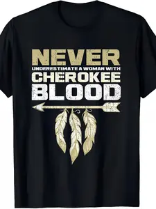 Cool Blood Women Funny Native American Gift for Her T-Shirt 100% Cotton An Indian T-shirt for Men Women Gift Friends Father 180g Round Neck Black Size S-XXXL