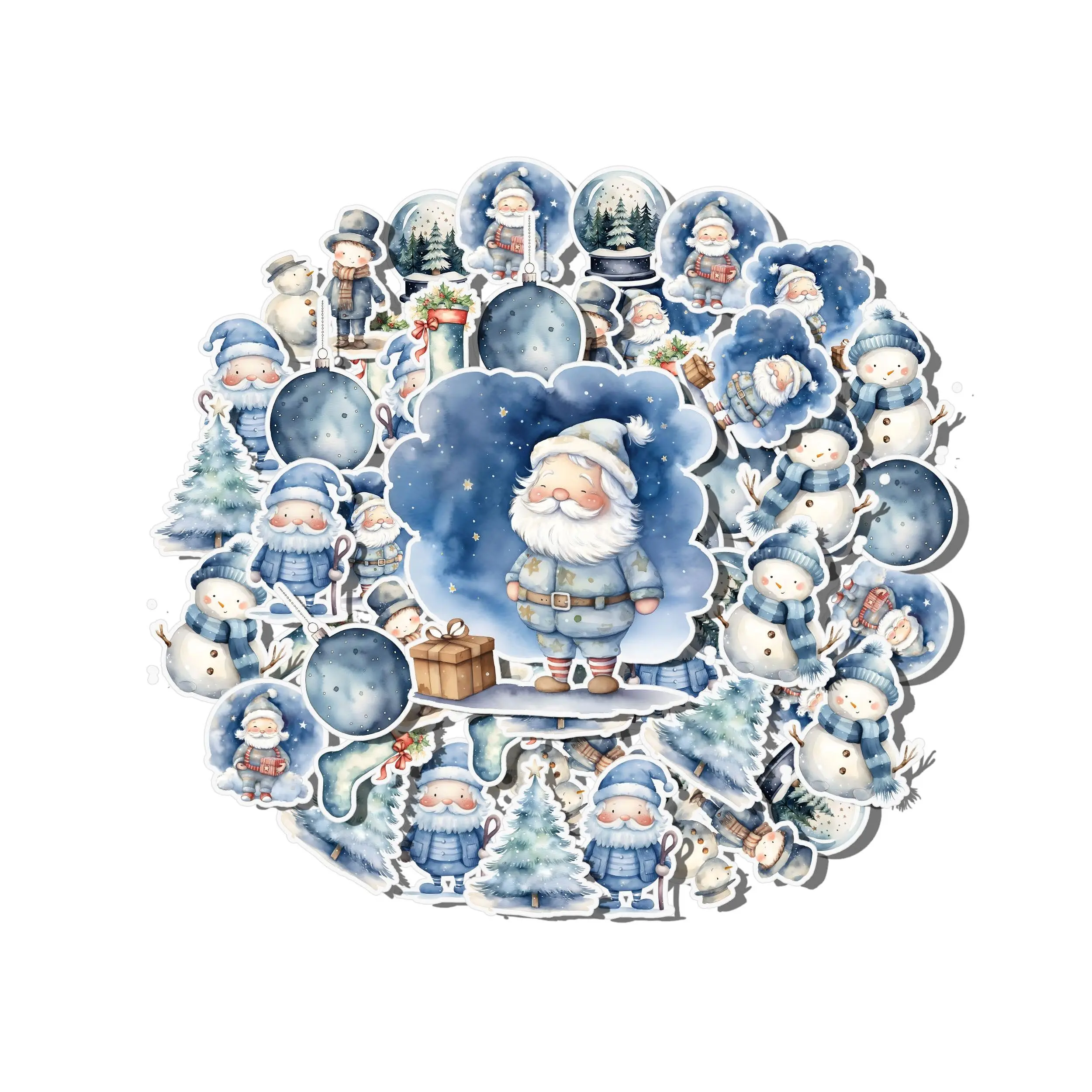 Winter Wonderland Santa & Snowman Stickers – Festive Christmas Decor (20pcs)