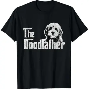 Mens The Doodfather Goldendoodle Dog Doodle Dad Fathers Day T-Shirt Pure Cotton Graphic Tees Menswear Top: Gifts for Men & Women