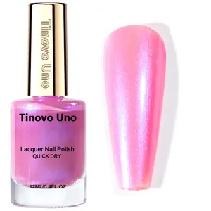 Tinovo Uno's new pink-purple nail polish with iridescent polarized light (12ml) - natural, quick-drying, romantic vibe, alcohol-free and safe formula, a must-have for DIY nail art enthusiasts, with authentic, anti-counterfeit cap, Diy French Manicure