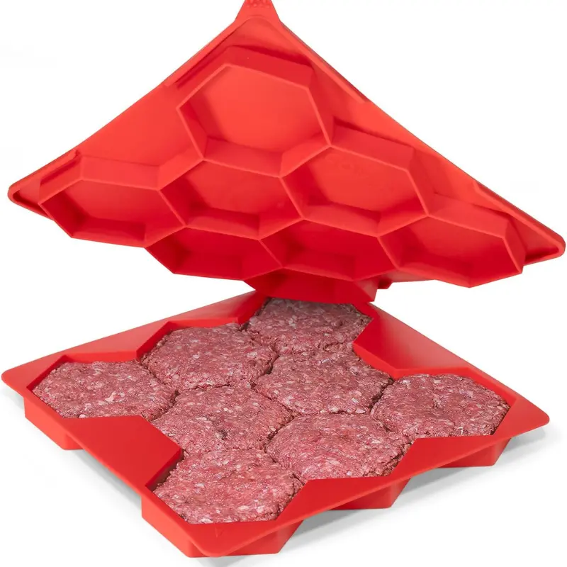 Hamburger Patty Storage Containers - 8 in 1 Hamburger Patty Maker | Burger Mold Hamburger Press - Non-Stick Hamburger Storage Containers | Dishwasher Safe Silicone Burger Mold, Silicone Burger Press and Freezer Storage Container
