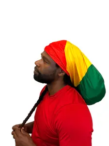 Red Gold Green Loc Cap Scarf Head Wrap Ponytails Rainbow Keffiyeh