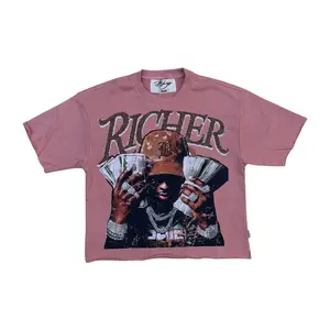 WH-T1516- Richer with Rhinestones Cropped Top T-Shirt