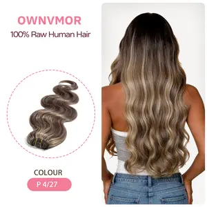 OWNVMOR 10A Grade Human Hair Extensions - 3 Bundles Brazilian Body Wave, P4/27 Honey Blonde Highlight, T1B/4/26 Interlocked Sister Locs, Invisible Clip-In, Burmese Curly Soft Toupee, Drawstring Ponytail Water Wig, Butterfly Weft