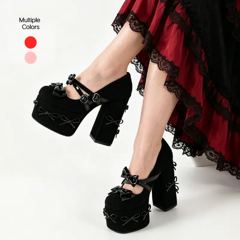 Platform Bow Mary Jane Shoes for Women Cute Buckle High Chunky Heel Cute  Suede Dress Shoes Goth Lolita Y2k Genz Pumps Shoes Uniform Oxfords Outdoor  Girl Red Pink Black summerwins,summerwins - TikTok