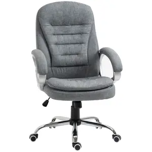 Vinsetto High Back Ergonomic Executive Office Chair - Adjustable Height Chairs with Ergonomic Height Adjustable Feature, Upholstered Thick Padding Headrest, Armrest and Seat Cushion for Home Computer Use - Grey