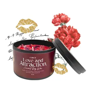 Love and Attraction Highly scented candle with crystals, rose and apple fragrance 8 oz Spell Candle for love, mother gift, best gift for her fun refillable, adult