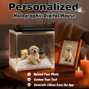 The pet 3D holographic projection box can DIY project pets and interact with them. This is a pet souvenir and commemorative gift, suitable for commemorating pets. 11cm * 11cm * 11cm with 4 small accessories