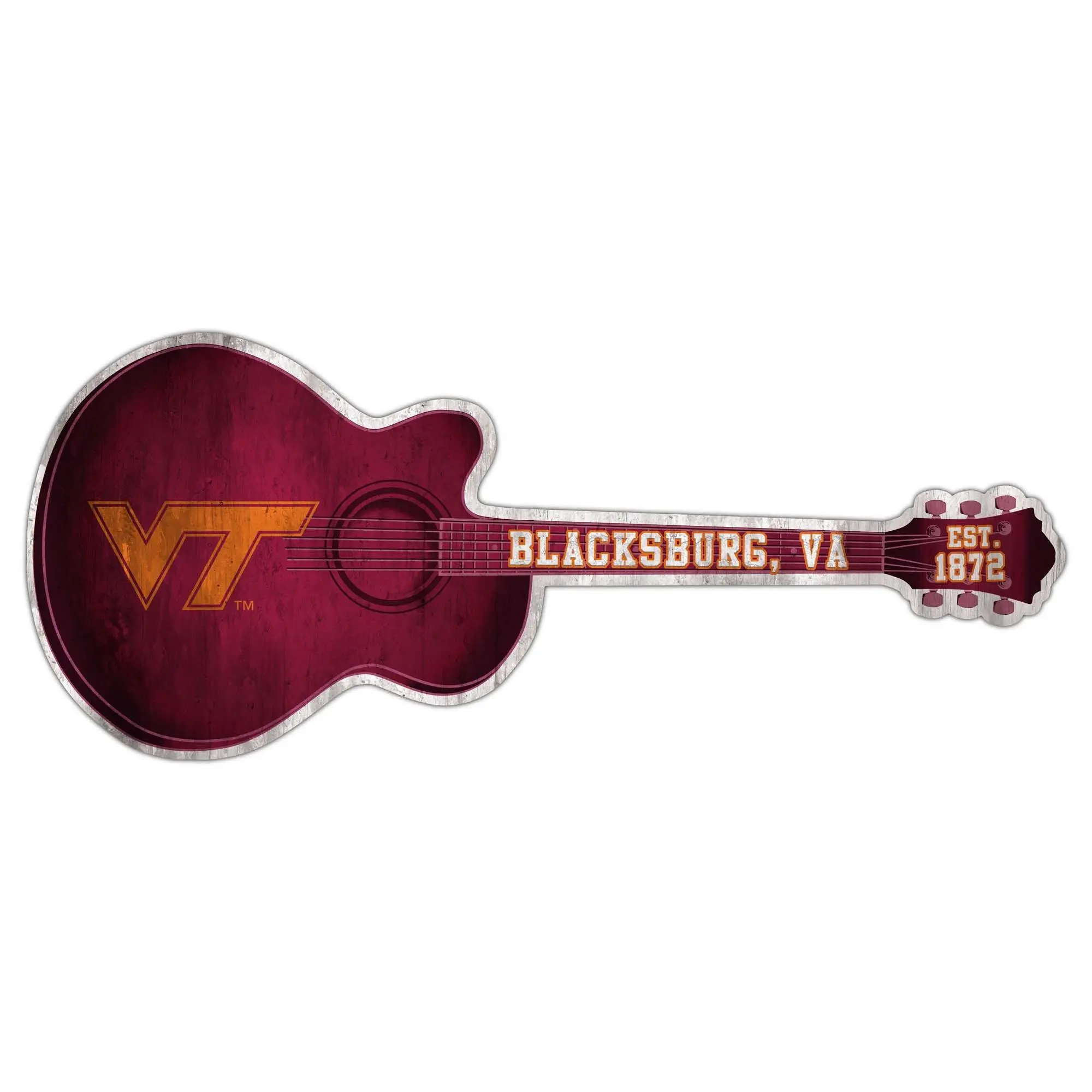 24in Guitar NCAA Virginia Tech team wall art sign