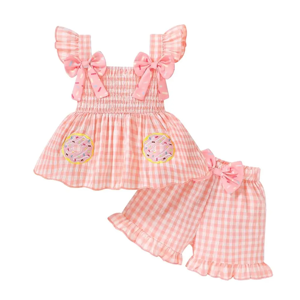 Younger Tree Toddler Girl Cotton Blend 2-Piece Cool Sleeveless Ruffle Bowknot Dress & Shorts Full Outfit Set - Baby Clothing, Ready in 1 Set, 12-18 Months Gift Essentials, Back to School 2026 Shopping