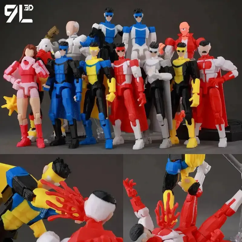 9L3D Printed Invincible 2.0 Superhero Anime Multi-Jointed Shapeshift Action Figure, Articulating Figurine, Collectible Ornament, Kids' Fun Toy, Art Toy Mannequin Model Gift