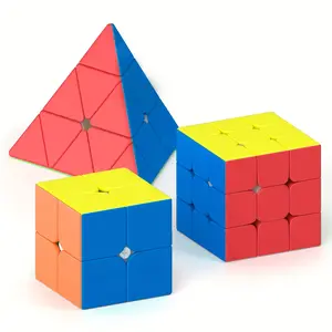3-piece Speed Cube Set, Puzzle Cube, 3x3 Cube | Contains 2x2, 3x3, and pyramid models | Turns smoothly, vibrant colors, durable plastic material, suitable for beginners and advanced players, competitions, parties, and games |   Suitable for both adults an