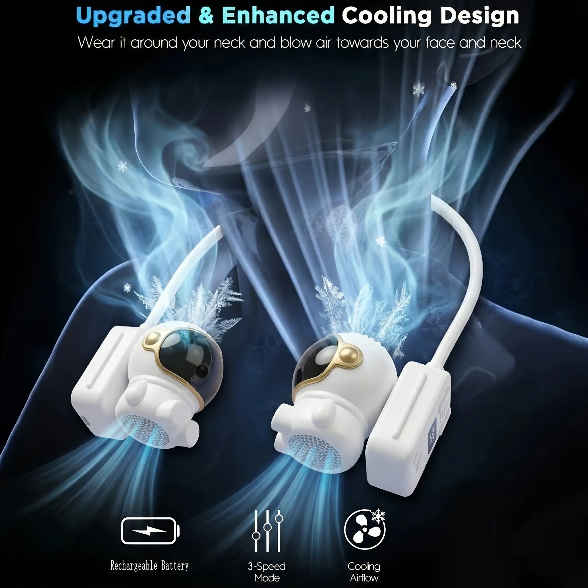 Hanging Neck Fan Usb Portable, 3-Speed Adjustable With Digital Display Mini Portable Small Lazy Person Hanging Neck Leafless Rechargeable 360° Adjustable Refrigeration Air Conditioning Outdoor Student Mute Large Wind Fan Cooling Artefact Gift/Valent