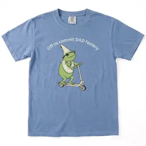 New Dad Frog Comfort Colors Shirt, Off to Commit Dad Foolery TShirt, Funny Frog Scooter Gift For First Time Dad, Dada Pregnancy Reveal Tee