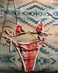 Pink Plaid Ruffle Bikini Set