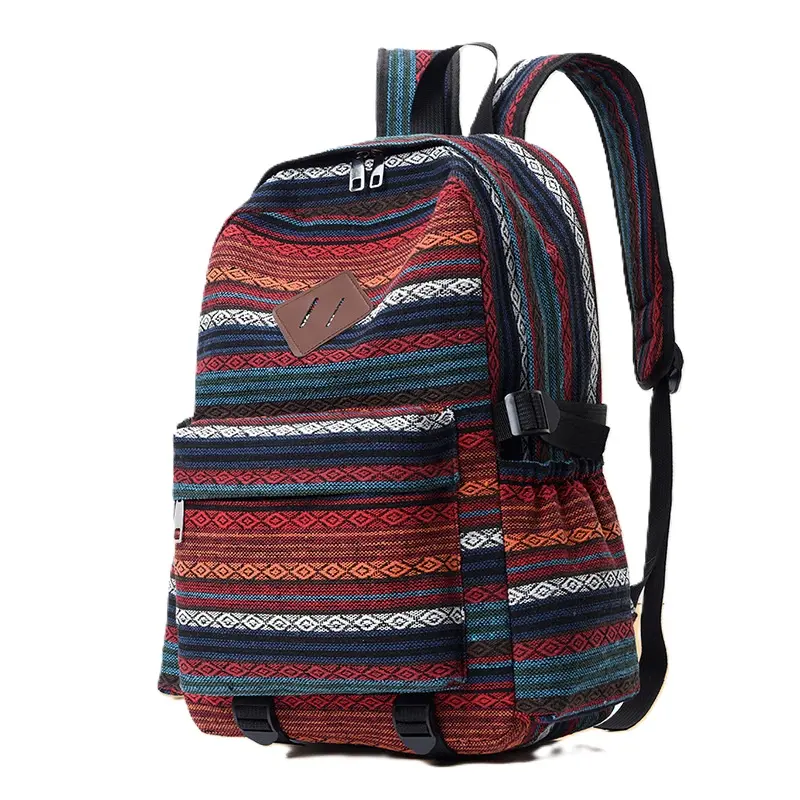 Unisex High-Capacity Cotton-Linen Travel Goods - Sports & Outdoor Crossbody, Ethnic-Style Backpack, Casual Plaid Canvas Gym/Shoulder Options