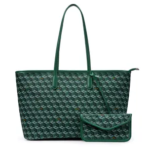 KALIDI Structured Geometric Print Tote Bag Set for Women, Large Capacity Shoulder Carryall with Matching Mini Crossbody Pouch for Work and Travel
