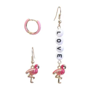 FLAMINGO TRIPLE EARRING SET - LOVE