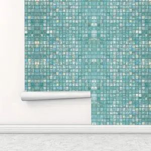Mosaic Tile Pattern Self-adhesive Wallpaper, Waterproof Removable Wallpaper, Wall Decor for Home Living Room Kitchen Bedroom Dormitory