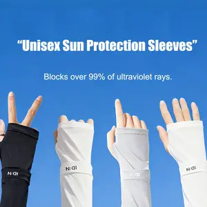 Thumb Hole Sun Protection Sleeve, Ice Silk Cool Arm Guard, UV Blocking Outdoor Sports Sleeve, Unisex, Comfortable and Breathable