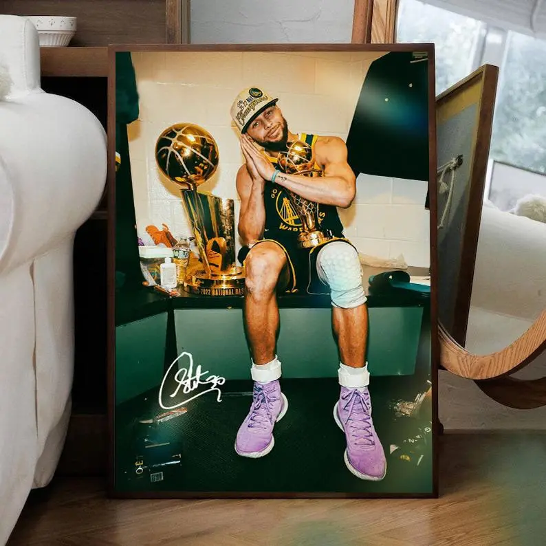 Basketball Champion Canvas Poster, Sports Trophy Wall Art, Basketball Player Photo Print, Unframed Canvas Poster for Bedroom Dorm Game Room Decor