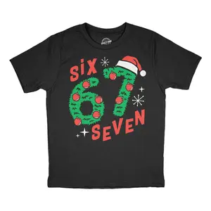 Youth Funny T Shirts 6 7 Christmas Sarcastic Viral Meme Graphic Novelty Tee For Kids Funny T Shirts Christmas Tops for Kid Funny Meme Short Sleeve Novelty Tees for Kids Black -