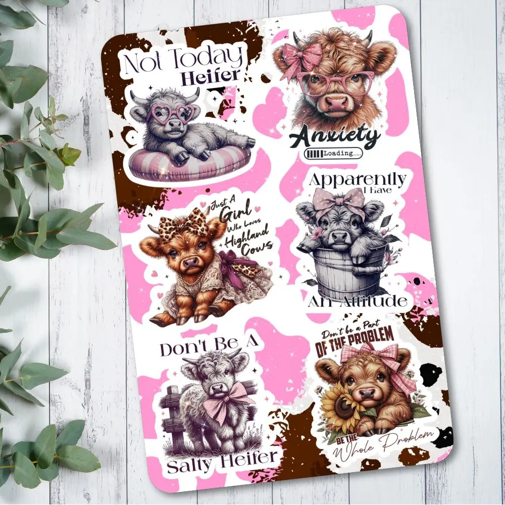 Pink Highland Cows Holographic Cardstock Clear Case Insert for Kindle | Country Romance Book Lover Gift | Bookish Stickers for Kindle | Kindle Decorating Accessories | Booktok Smartphone Aesthetic Cover