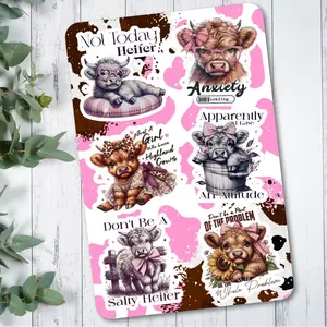 Pink Highland Cows Holographic Cardstock Clear Case Insert for Kindle | Country Romance Book Lover Gift | Bookish Stickers for Kindle | Kindle Decorating Accessories | Booktok Smartphone Aesthetic Cover