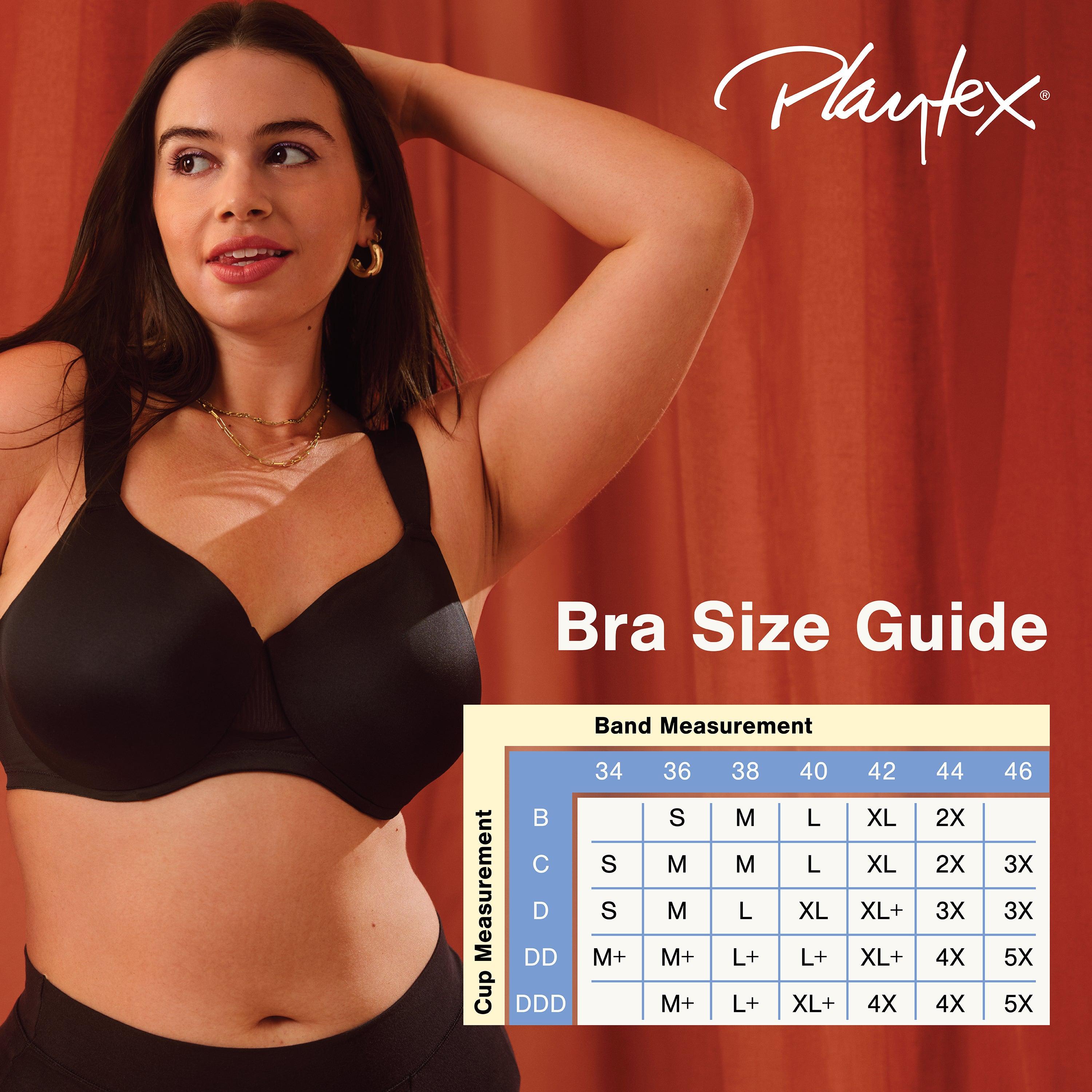 Playtex Full-coverage Wireless Balconette Bra Moisture-wicking Women's Comfortable Fit Everyday Support Breathable Us4751