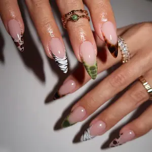 Press on s Long Fake s Brown   s Cheetah Design  s 24Pcs  False s ssy  Manicure Stick on s