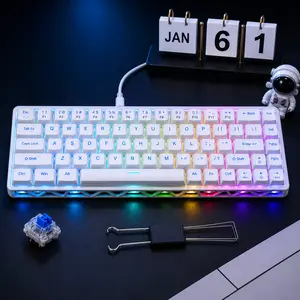Portable 60% Mechanical Gaming Keyboard, LED Backlit Compact 68 Keys Mini Wired Office Keyboard with Mechanical Switch for Windows Laptop PC Mac