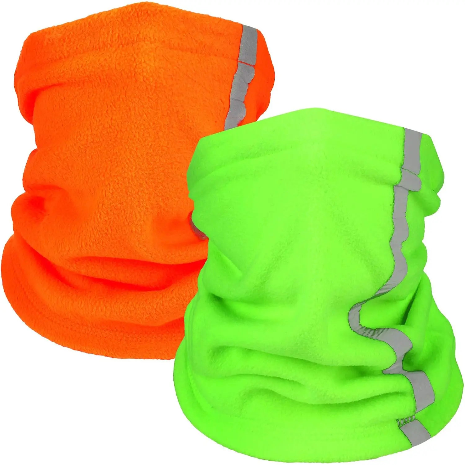 2 Pack Fleece Neck Gaiter with Reflective Strips Adjustable Winter Neck Warmer Face Cover for Outdoor Work