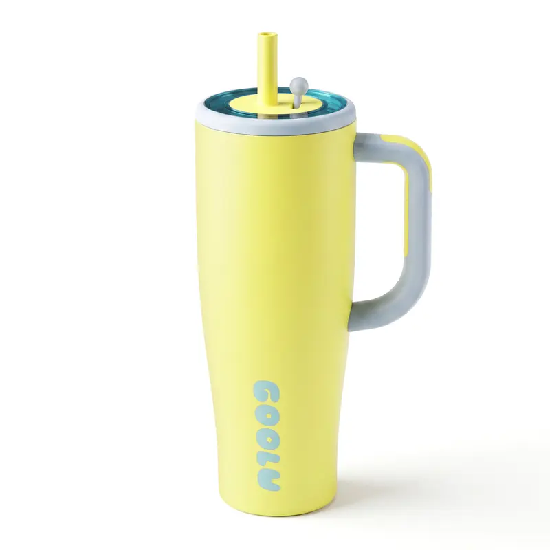 32/40oz Insulated Tumbler with anti slip handle and flexible straw | Insulated Stainless Steel Cup 100% Leakproof | Cup Holder Friendly for travel - Gifts for Women & Men Mug Insulation tiktokshopspringglowup Summervibes