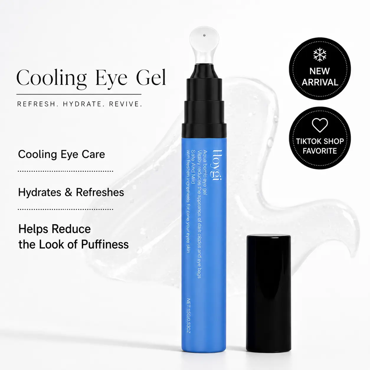 Aqua Bomb Eye Gel for Puffy Eyes and Dark Circles Daily Gentle Soothing Care Hydrating Moisturizer Cooling Eye Cream with Moisture Lock for Anti Aging Wrinkle Repair Cooling Ceramic