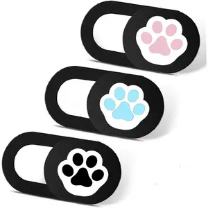 Webcam Cover 3 Pack Slide Ultra Thin Laptop Camera Cover for Echo Show, Phone, Computer, Tablet,  Air, Chromebook, PC - Paw Paw Black