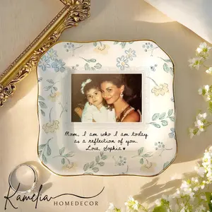 Personalized Mother Of The Bride Gift Dish, Picture Jewelry Plate, Custom Mom Photo Jewelry Dish, Wedding Gifts For Mom, Mom Gift