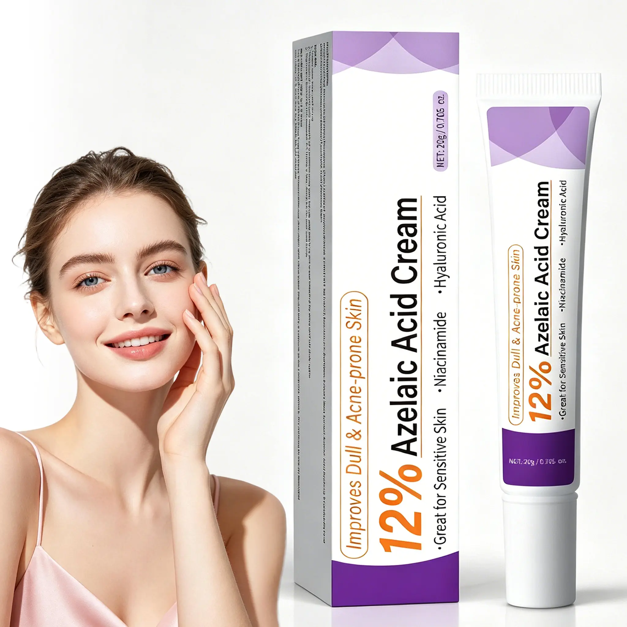 12% Azelaic Acid Cream Calm Acne Reduce Redness Fast Smooth Hydrating Glow with Niacinamide & Vitamin C for Acne-Prone Skin - Clear Skin Routine, Clear, Daily